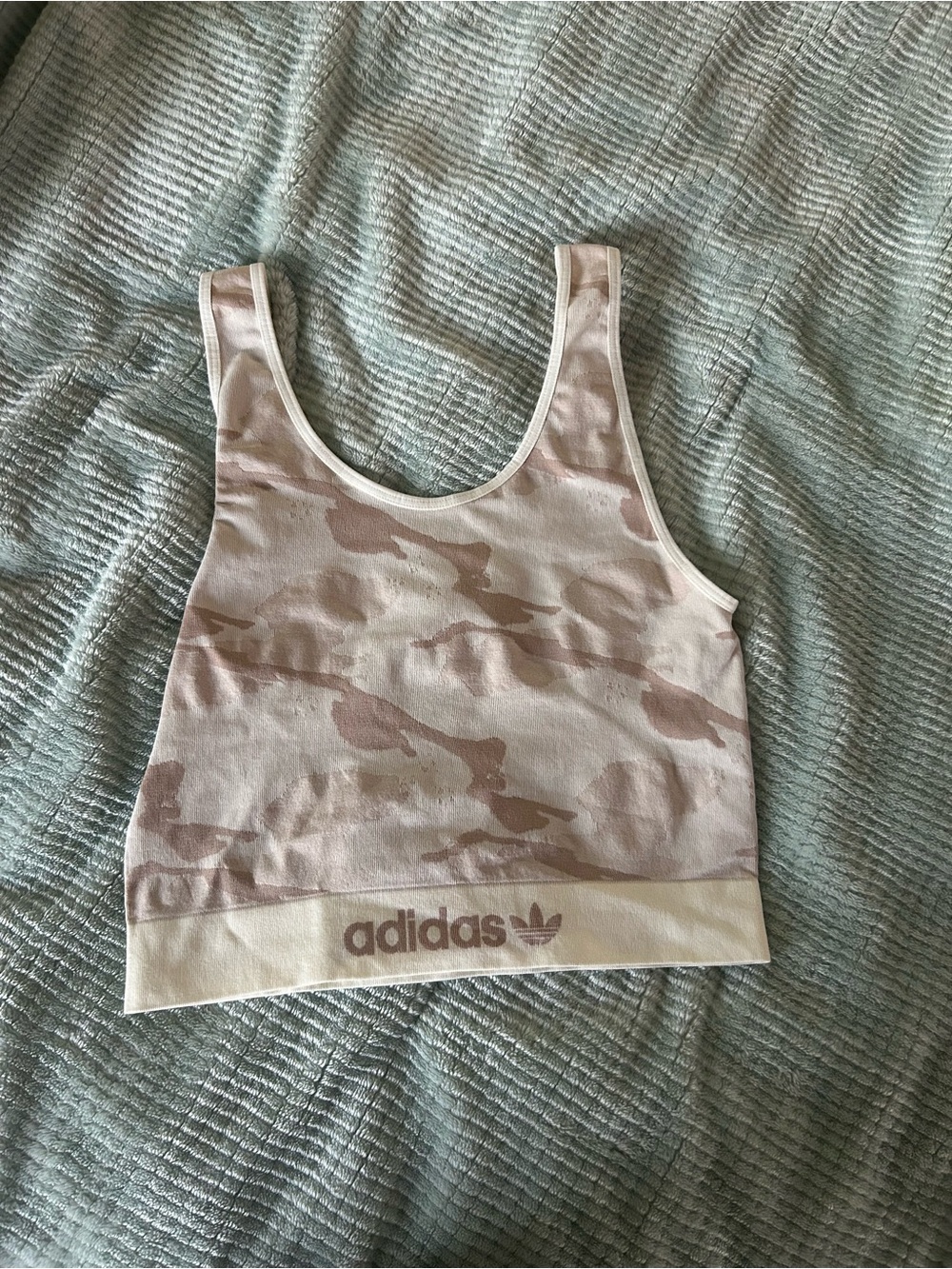 adidas Tannish Pink Camouflage Crop Sports Bra